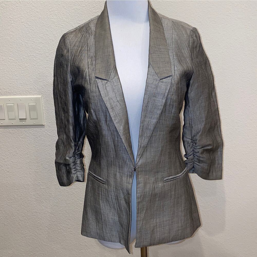 Richard Chai Love Blazer Stripe  Ruched 3/4 Sleeves Size  4